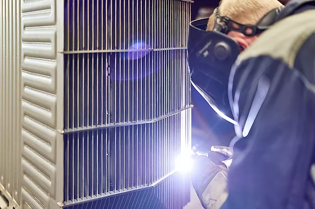 This image shows Dimple Plates installed as a system for optimized heat transfer and strength.