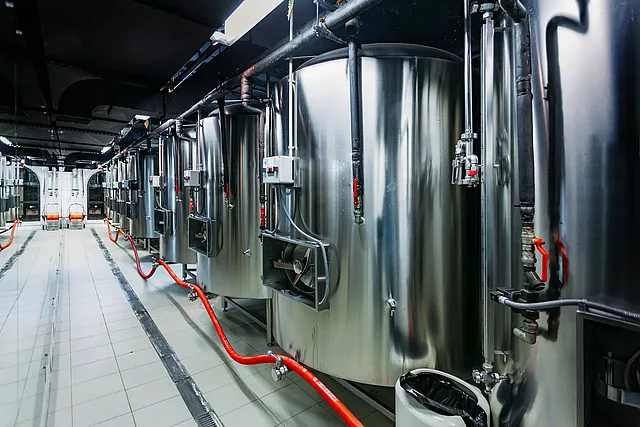 This image shows the brewing water cooling system in operation from the outside view.